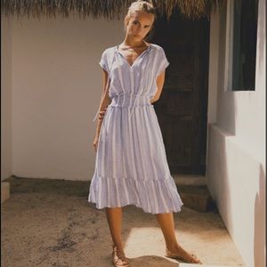 rails ashlyn levanzo stripe midi dress blue white stripe silver metallic medium